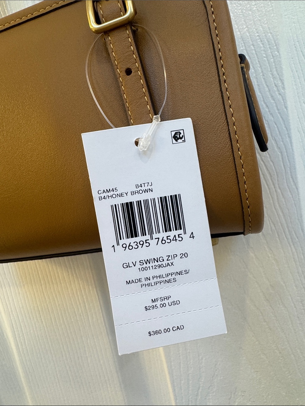 NWT COACH Swing Zip Bag 20 Honey Brown & Brass Shoulder Bag - Picture 5 of 8